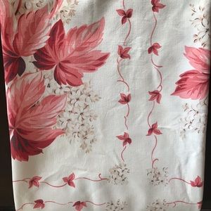 Vintage pink and red floral tablecloth